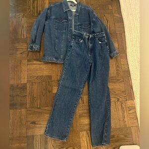 DARK WASH STRAIGHT LEG JEANS (MATCHING SET)